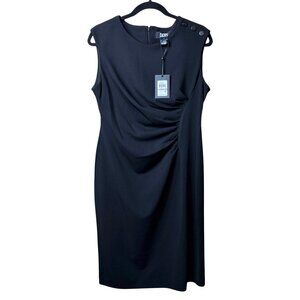 NWT DKNY Jewel Neck Sleeveless Short Length Sheath Dress (Black) - Size 12